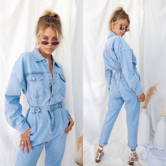 Tell Me About It Light Blue Denim Jumpsuit - Picture 10 of 11